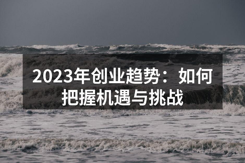 2023年创业趋势：如何把握机遇与挑战